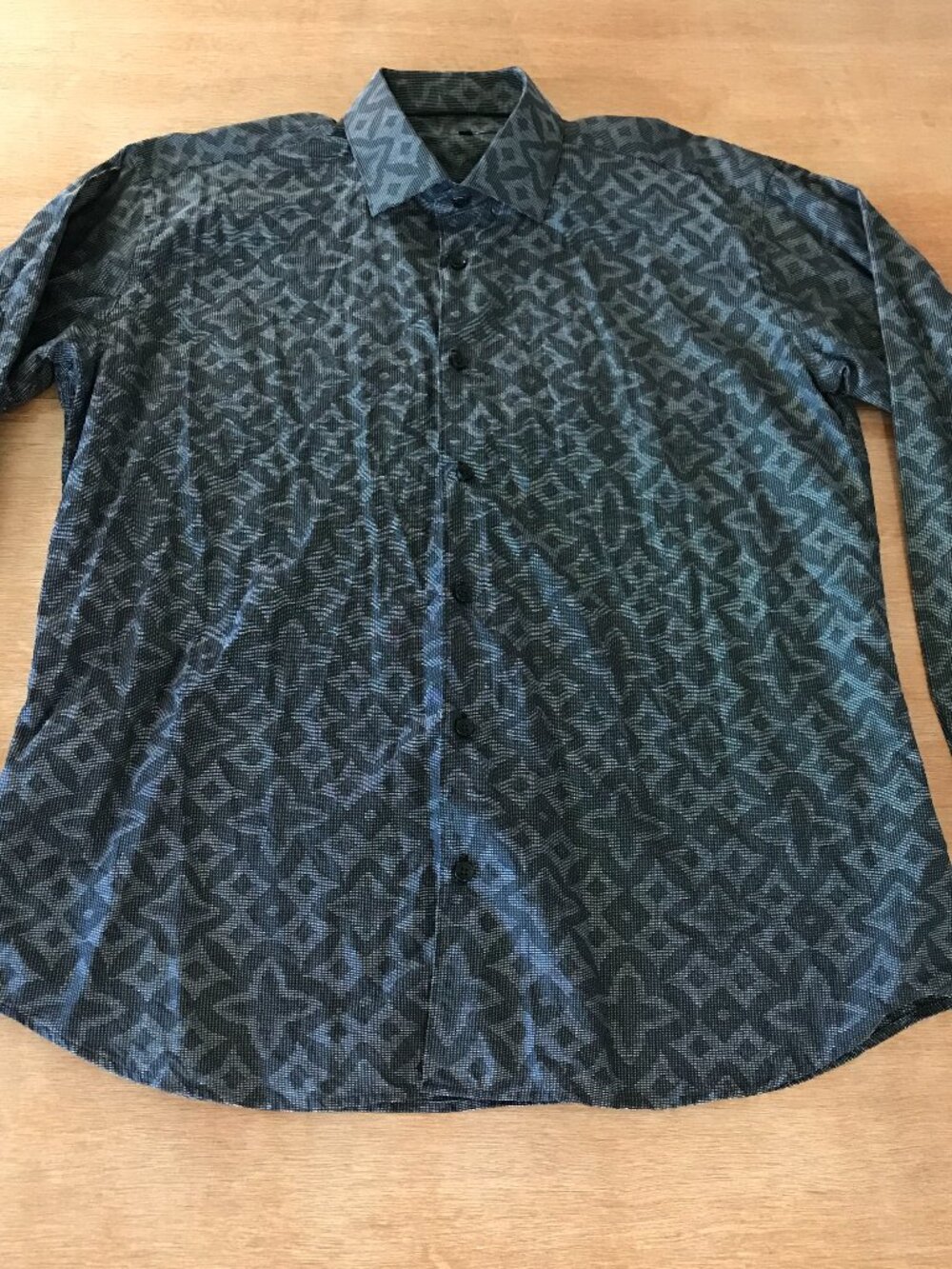 Jared Lang Shirt Men XL Black Geometric Button Up Long Sleeve Collared Preppy